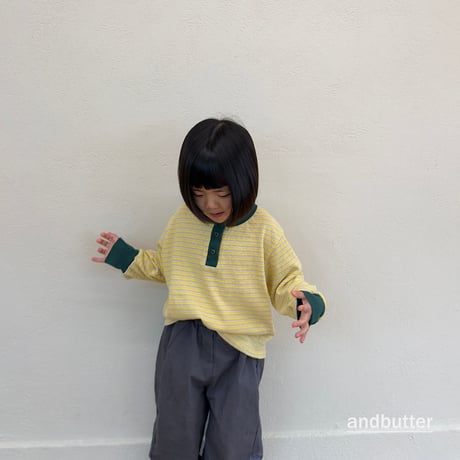 andbutter/31. Stripe Henley T-Shirt S-XL