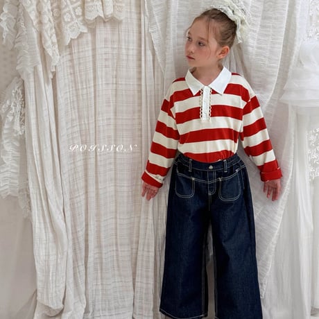 poisson/24. heart embroidery denim S-XL