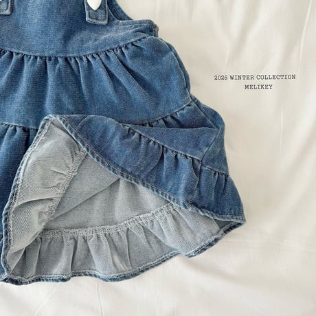 melikey/86. kangkang velvet denim one-piece JS-JM