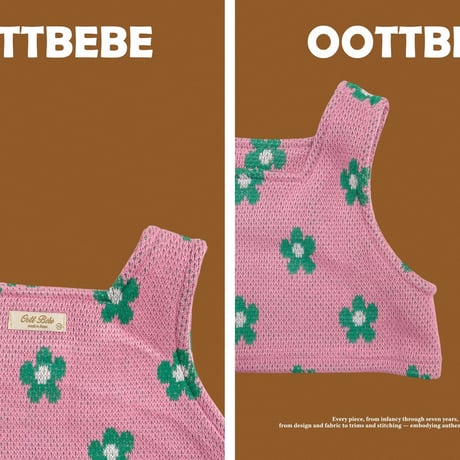oottbebe/30. flower knit setup ( knit vest bootscut ) set XS(0-1Y)-XL(4-5Y)