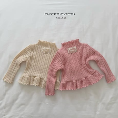 melikey/10. cable fril T knit JS-JM