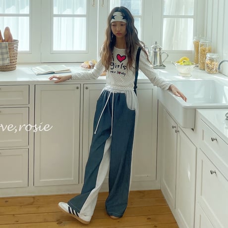 loverosie/16. denim half half pants ADULT