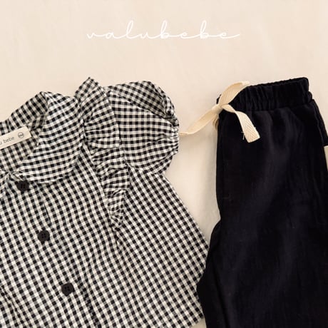 valubebe/95. half check blouse 6M-S