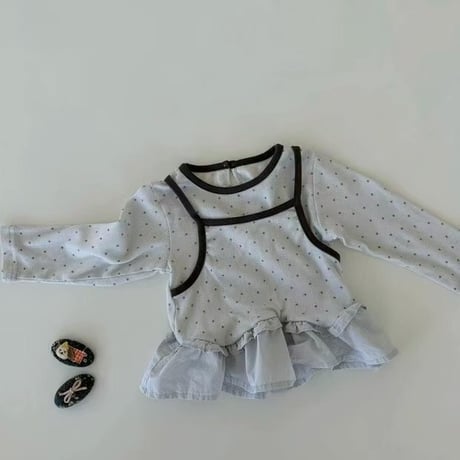 aiai/62. dot fril ray T-shirt XS-L
