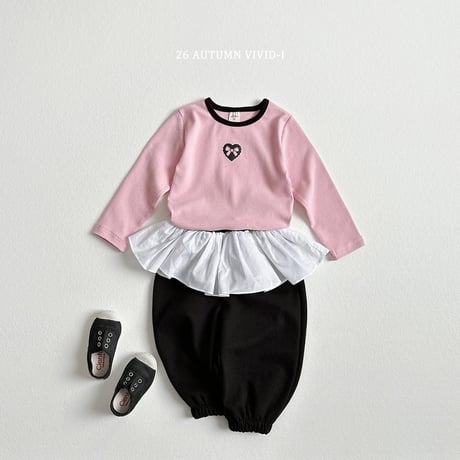 vividi/158. ribbon heart span T-shirt JS-JM