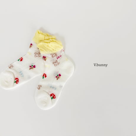 vbunny/86. flower dot socks set M(130-150)-XL(180-210)