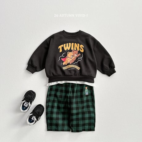 vividi/23. bb bear check pants XS-XL