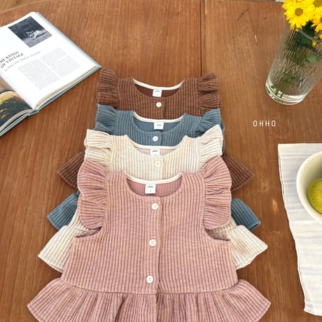 ohho/8. from knit fril vest S-2XL