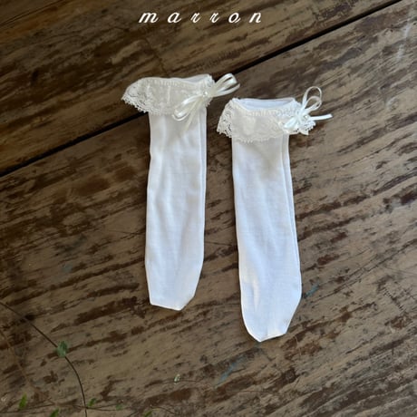 marron/8. ribbon socks S(-1Y)-M(1-3Y)