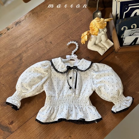 marron/50. dot blouse XS-L