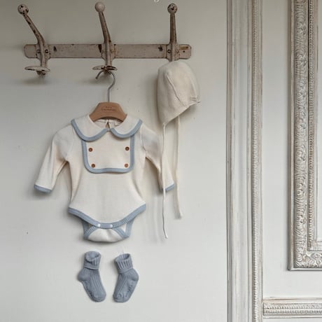 monbebe/38. boy bib waffle suit S(3-6M)-L(12-24M)