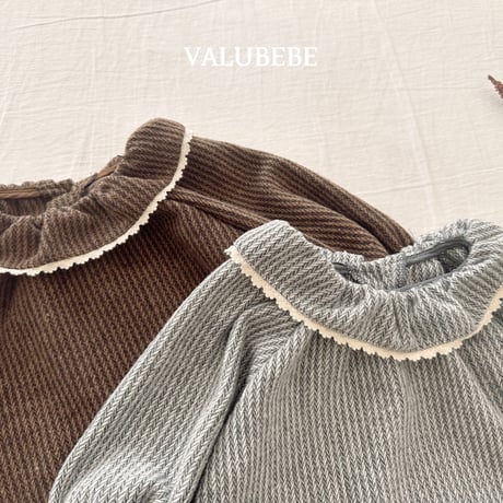 valubebe/55. herringbon fril blouse 6M-S