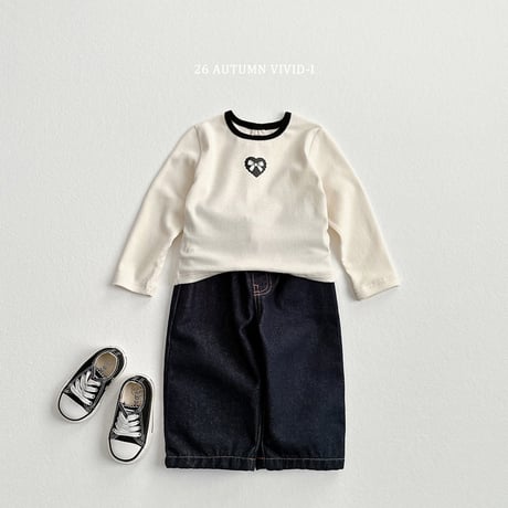 vividi/158. ribbon heart span T-shirt JS-JM