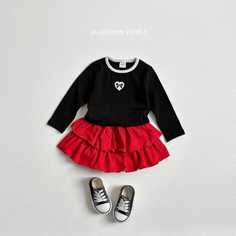 vividi/158. ribbon heart span T-shirt JS-JM