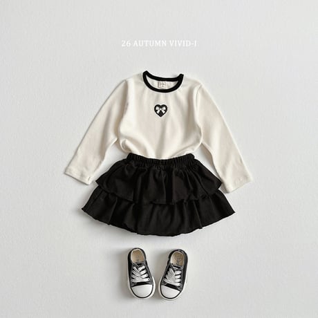 vividi/158. ribbon heart span T-shirt JS-JM
