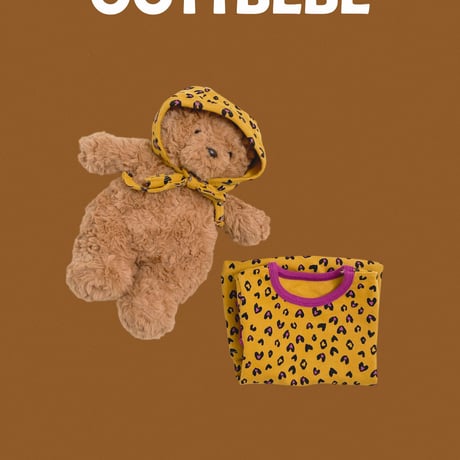 oottbebe/20. heart leopard FullBody suit bonnet set S(0-6M)-M(6-12M)