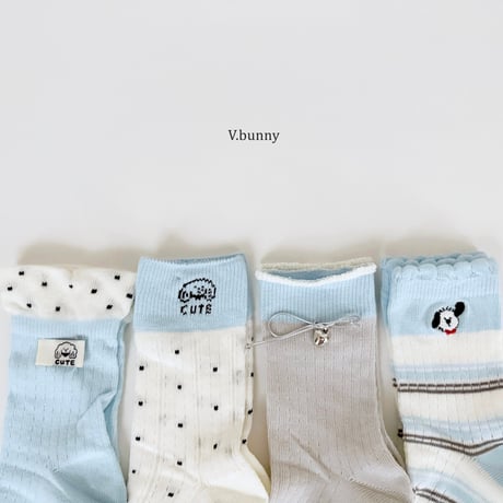 vbunny/72. silver ribbon socks set M(130-150)-XL(180-210)
