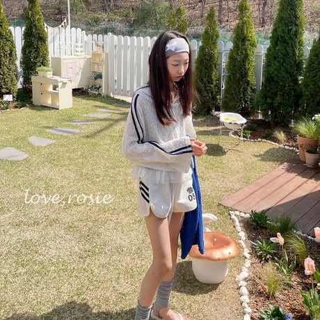 loverosie/113. knit lace tape tee hood L-XL