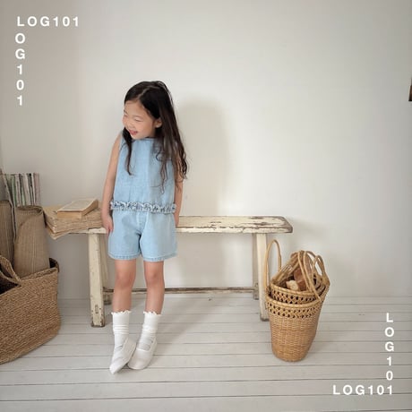 log101/59. denim fril blouse S-XL