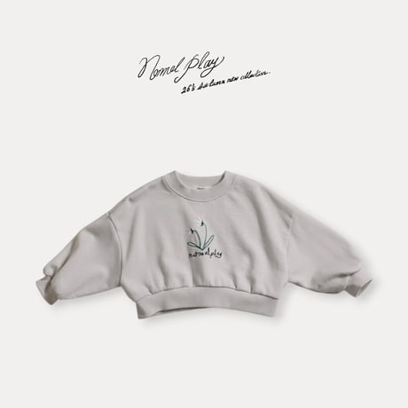 normalplay/5. flower embroidery crop man-to-man 12M-L