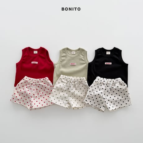 bonito/116. sleeveless dot pants set 6M-18M
