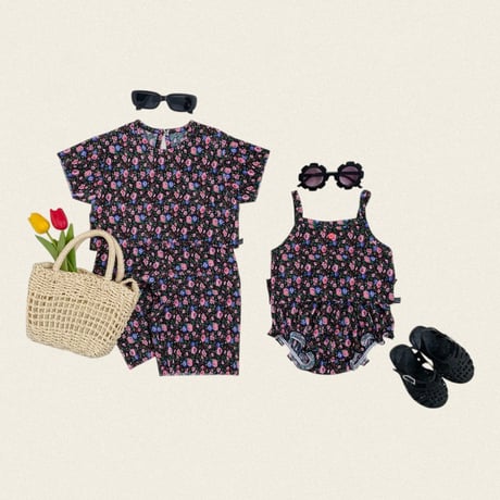 oottbebe/86. flower songe plitch sleeveless bloomer S(0-6M)-M(6-12M)