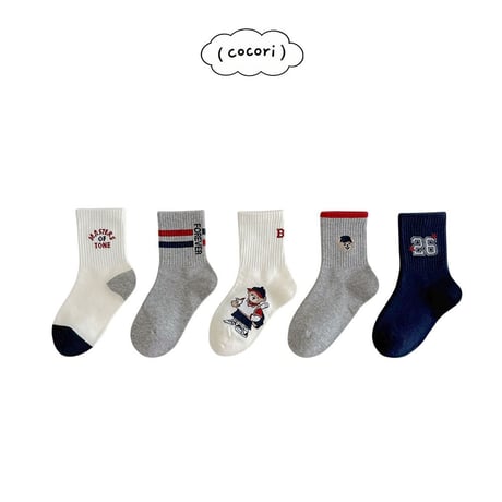 nightbebe/7. bear socks set M(3-5)-XL(9-12)