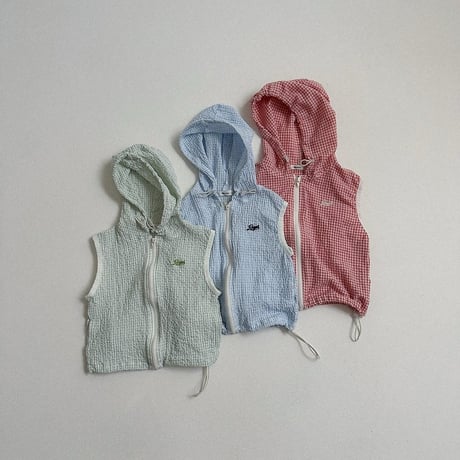 digreen/46. milky hood vest S-2XL