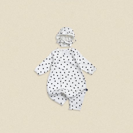 oottbebe/4. (bebe) peuty heart FullBody suit bonnet set S(0-6M)-M(6-12M)