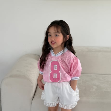 ellymolly/107. mesh puff v neck T-shirt 5-11