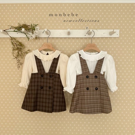 monbebe/7. romi check one-piece S(1-2Y)-L(5-6Y)