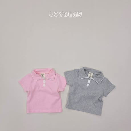 soybean/58. plan ) collar lace half t T-shirt XS-XL