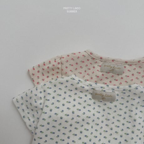 lindo/35. flower half t T-shirt XS-XL