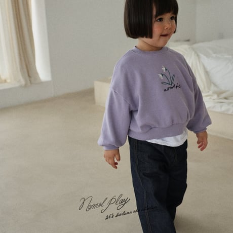 normalplay/5. flower embroidery crop man-to-man 12M-L