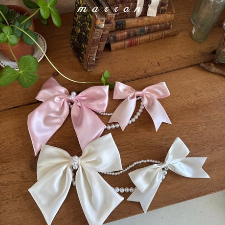 marron/65. pearl ribbon brooch FREE
