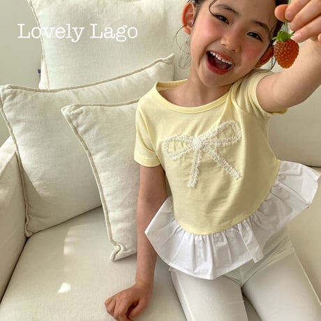 lago/18. lace ribbon T-shirt S-JS