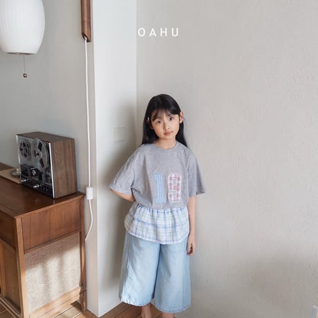 oahu/46. check patch T-shirt S-XL