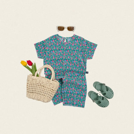 oottbebe/85. flower songe plitch updown set XS(1-2Y)-L(4-5Y)