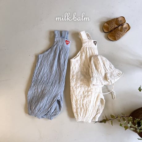 milkbalm/23. heart embroidery overalls XS(-6M)-M(12M-18M)