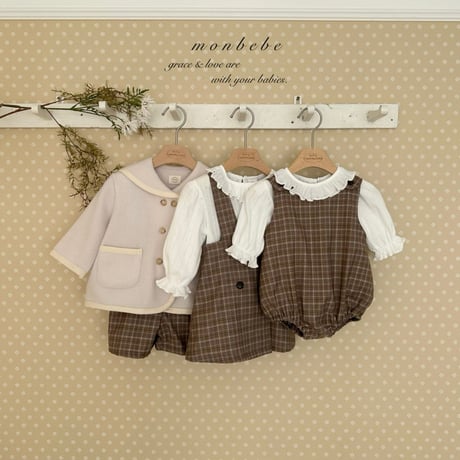 monbebe/7. romi check one-piece S(1-2Y)-L(5-6Y)