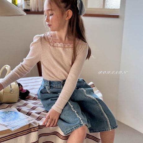 poisson/11. blan lace T-shirt S-XL