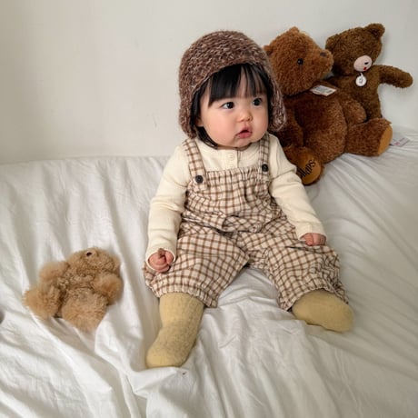 onu/29. check shirring overalls  BABY(12M)-M(4-5Y)