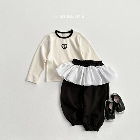 vividi/158. ribbon heart span T-shirt JS-JM