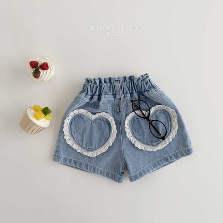 melikey/56. heart denim half pants JS-JM
