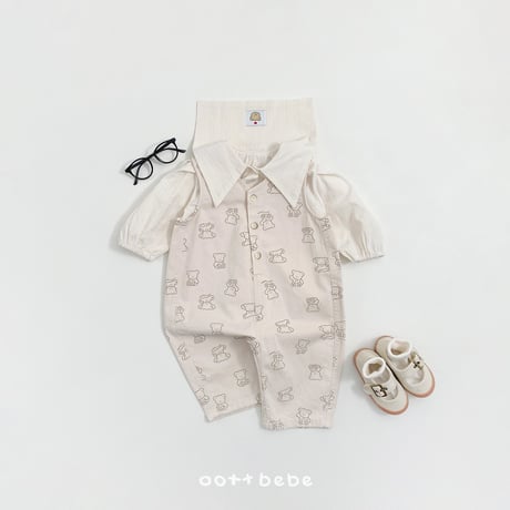 oottbebe/68. bear overalls XS(1-2Y)-XL(6-7Y)