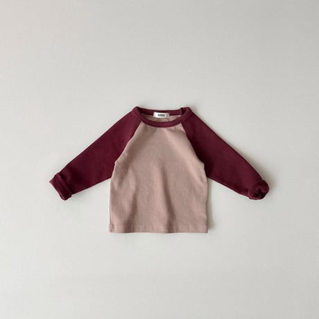 onu/8. peach raglan T-shirt BABY(12M)-XL(6-7Y)