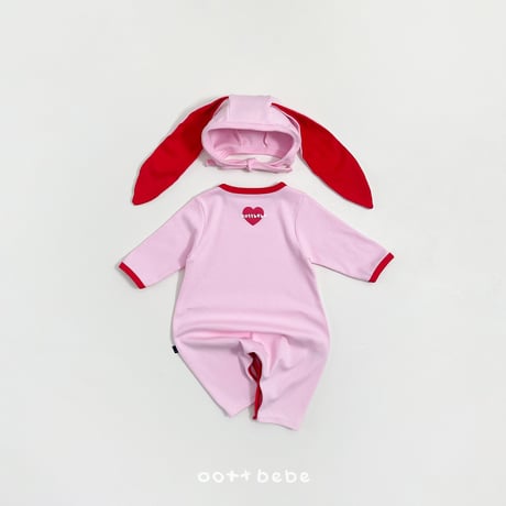 oottbebe/3. modal heart suit + rabbit bonnet set S(0-6M)-M(6-12M)