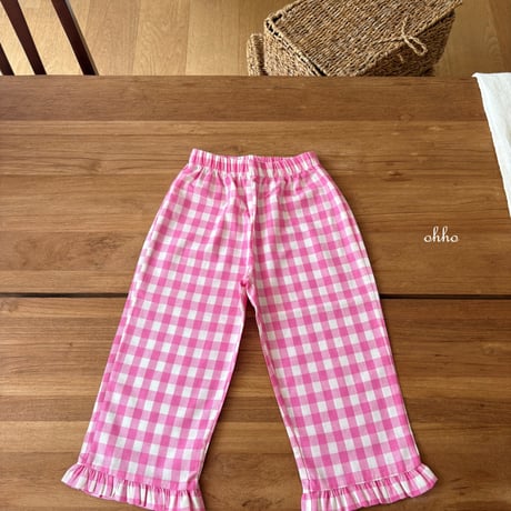 ohho/17. gingham fril pants S-2XL