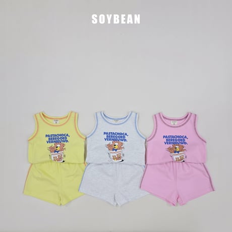 soybean/165. plan ) bear vintage updown set XS-XL