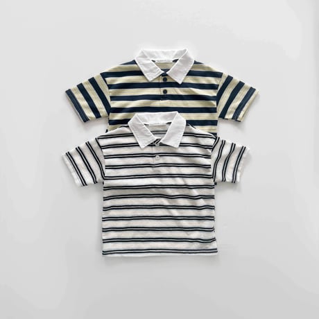 fromi/85. collar half t T-shirt S-XL